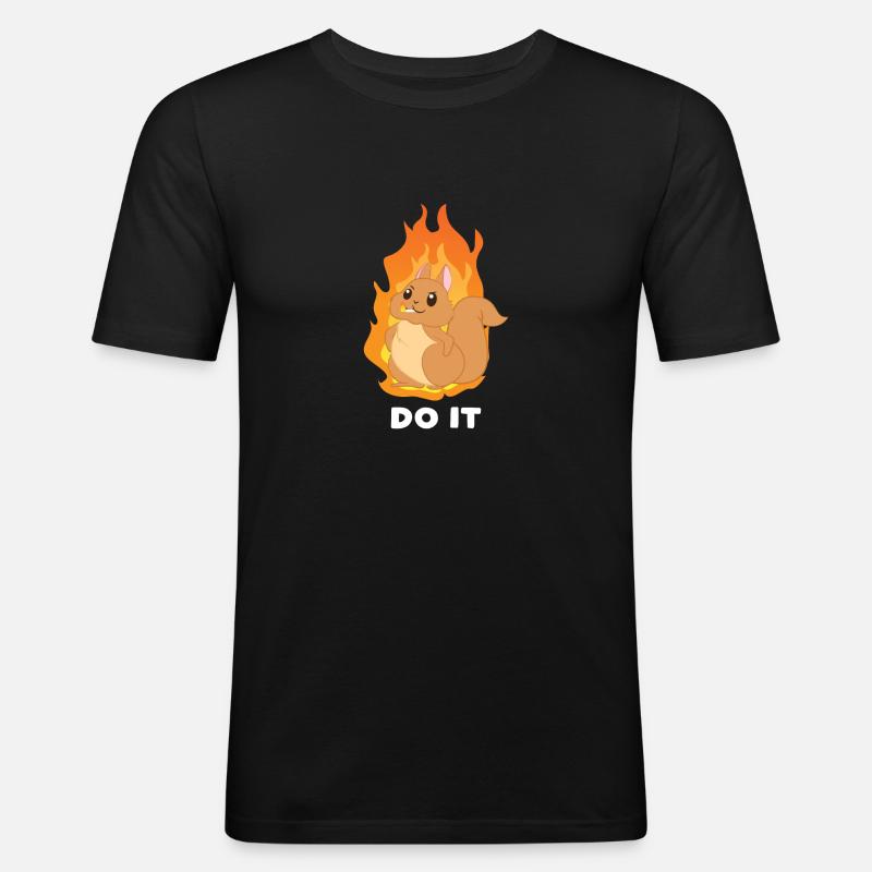 Eichhörnchen - Feuer - Eichkätzchen - Geschenk - Männer Slim Fit T-Shirt - Schwarz