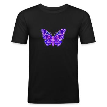 Wunderschöner Lichtschmetterling - Männer Slim Fit T-Shirt - Schwarz - Vorne - Nik (191cm)