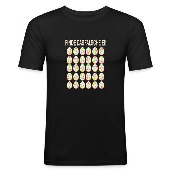 Finde das falsche Ei Rätsel - Männer Slim Fit T-Shirt - Schwarz - Vorne - Nik (191cm)