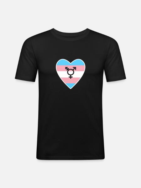 Transgender Herz - Männer Slim Fit T-Shirt - Schwarz