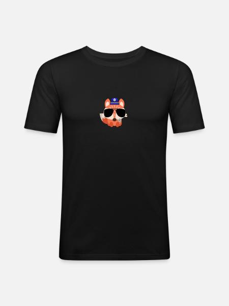 Police Fox, Sheriff Cops Politieagent Police Animal - Mannen slim fit T-shirt - zwart