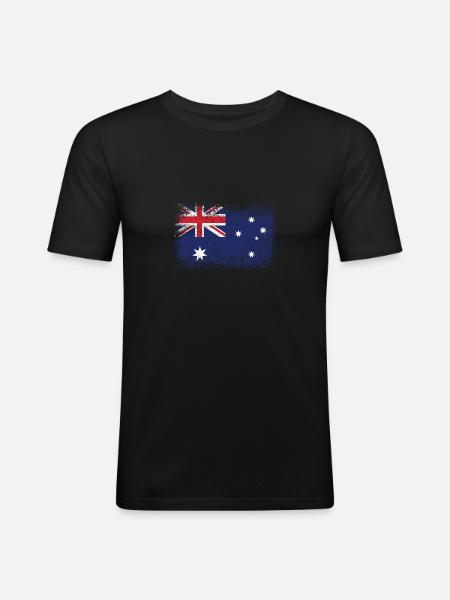 Australia flag flag crest - Men's Slim Fit T-Shirt - black