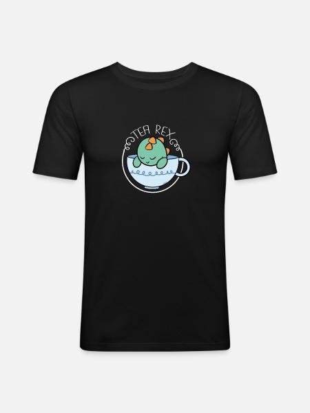 Tea Rex tea tea drinker - Men's Slim Fit T-Shirt - black