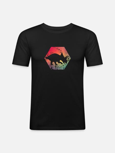 Dinosaurier - Männer Slim Fit T-Shirt - Schwarz