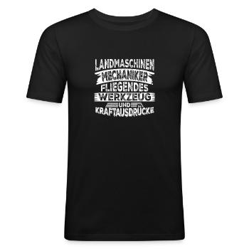 Landmaschinenmechaniker Landmaschinen Geschenk - Männer Slim Fit T-Shirt - Schwarz - Vorne - Nik (191cm)