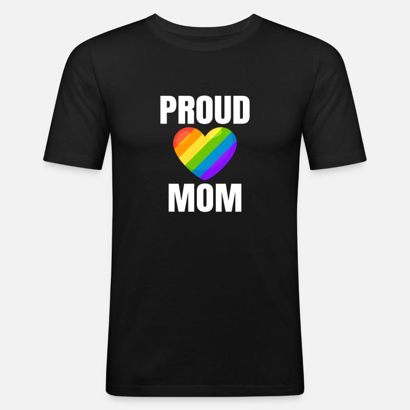 Stolze Mutter Regenbogen Herz Stolz - Männer Slim Fit T-Shirt - Schwarz