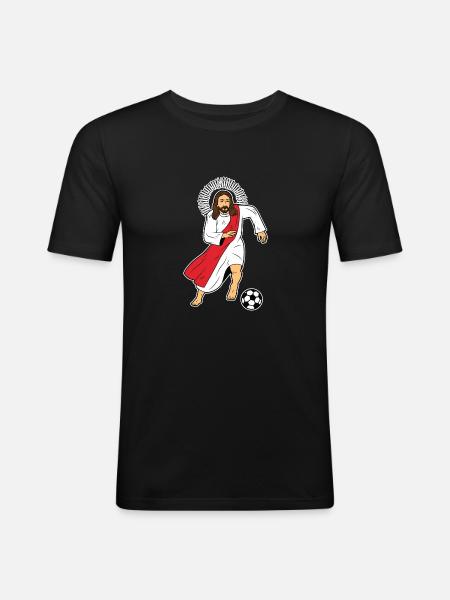 Jesus Christ Sport Football Footballeur Football - T-shirt près du corps Homme - noir