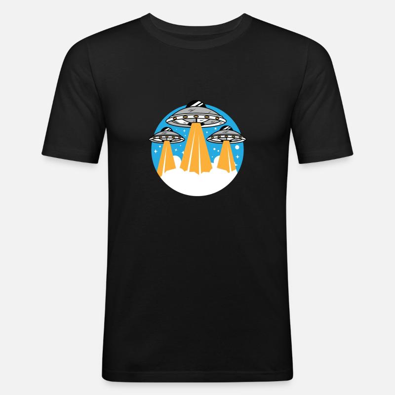 UFO - Männer Slim Fit T-Shirt - Schwarz