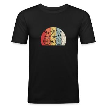Retro fietsonderdelen anatomie cadeau idee Vintage - Mannen slim fit T-shirt - zwart - Voor - Nik (191cm)