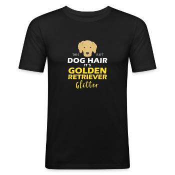 Dette er ikke hundehår. Det er Golden Retriever Glitter - Herre Slim Fit T-Shirt - sort - Foran - Nik (191cm)