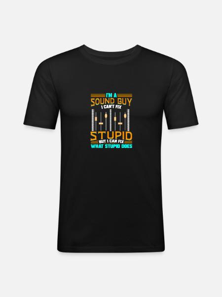 Tontechniker Mischpult Tontechnik Toningenieur - Männer Slim Fit T-Shirt - Schwarz