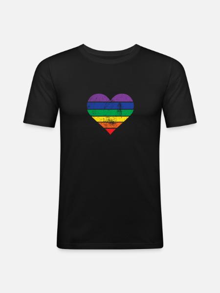Arc en ciel - T-shirt près du corps Homme - noir