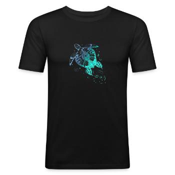 Sea Turtle Mandala Diving Underwater Ocean Diver - Männer Slim Fit T-Shirt - Schwarz - Vorne - Nik (191cm)