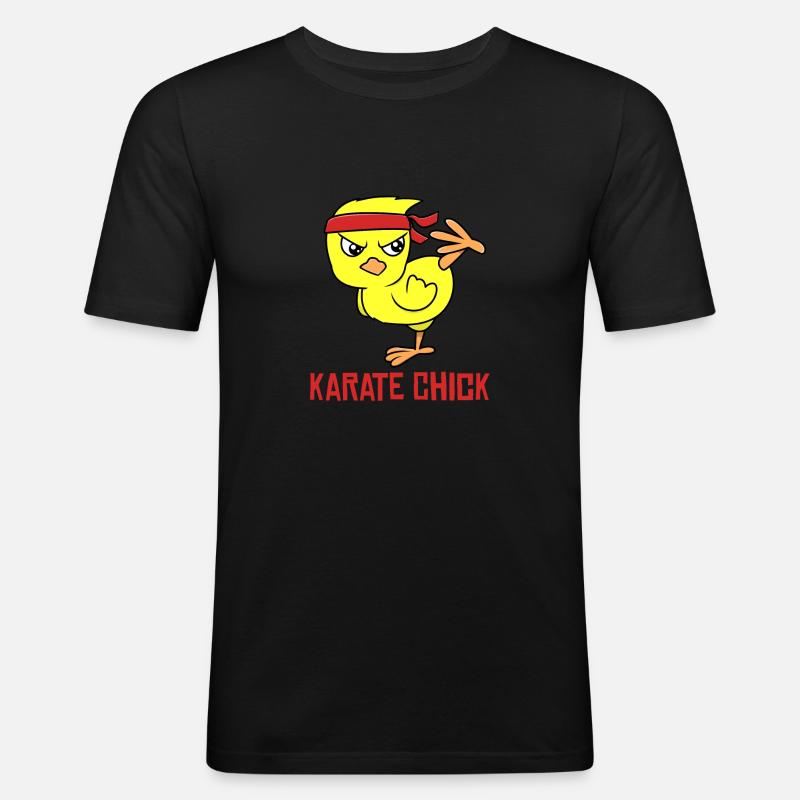 Karate-Küken-Kampfkunst-Karate-Mädchen - Männer Slim Fit T-Shirt - Schwarz