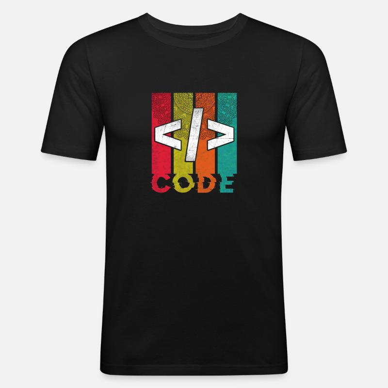 Conception du code - T-shirt près du corps Homme - noir