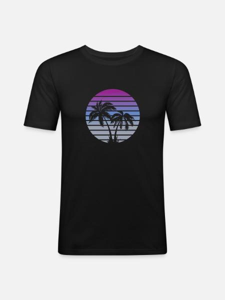 80s miami style beach palms - Men's Slim Fit T-Shirt - black