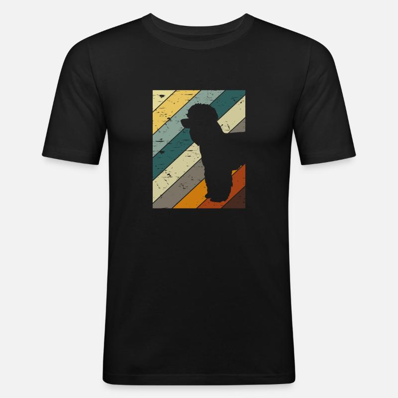 Retro Pudel Hunde - Männer Slim Fit T-Shirt - Schwarz