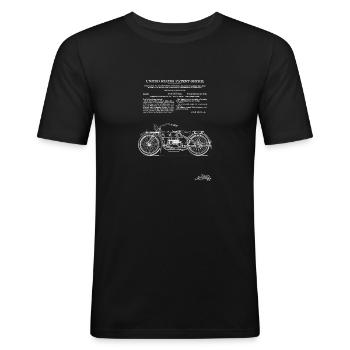 Construction de moteur 1920 - Chemise à imprimé verni, Harle - T-shirt près du corps Homme - noir - Devant - Nik (191cm)