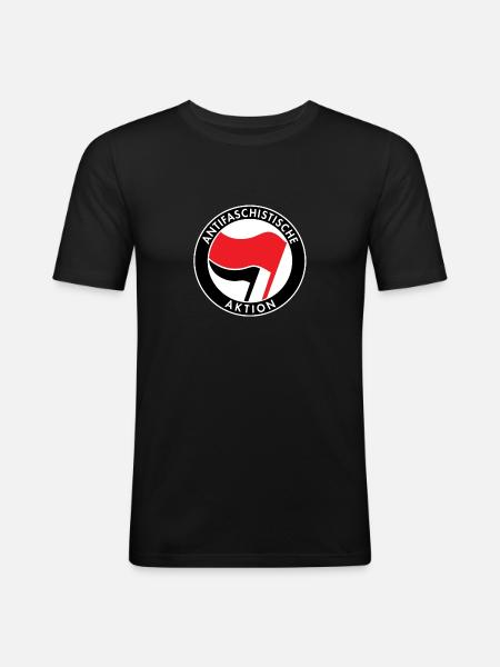 Antifacist Action, Antifa Logo, Flags - Men's Slim Fit T-Shirt - black