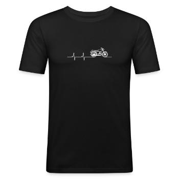 Simson S51 Herzschlag EKG Pulslinie Heartbeat - Männer Slim Fit T-Shirt - Schwarz - Vorne - Nik (191cm)