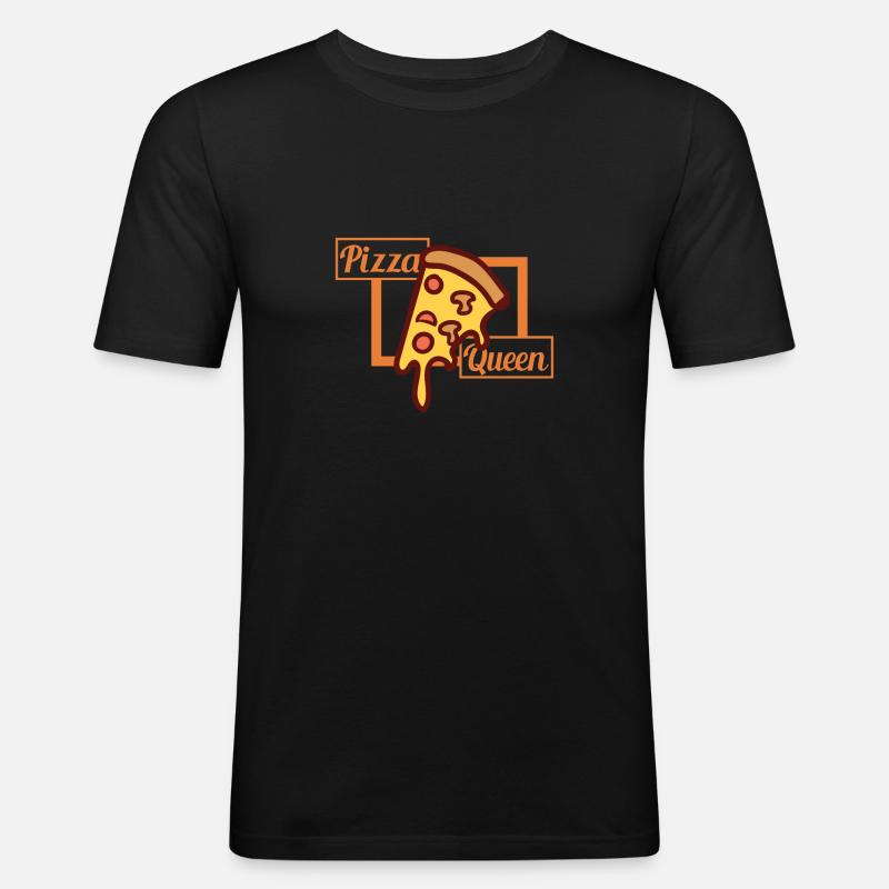 Pizza Queen - Männer Slim Fit T-Shirt - Schwarz
