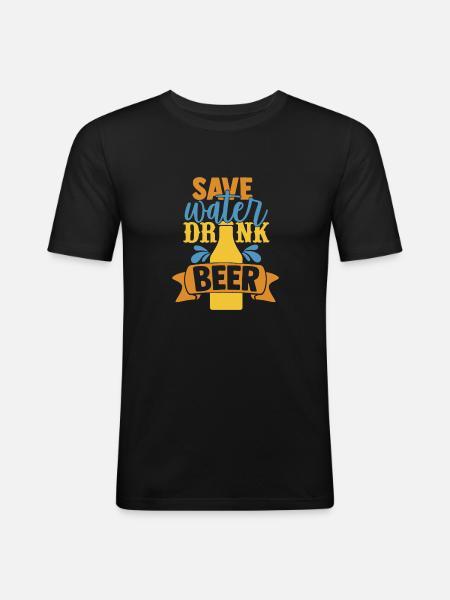 Save Water Drink Beer - Men's Slim Fit T-Shirt - black