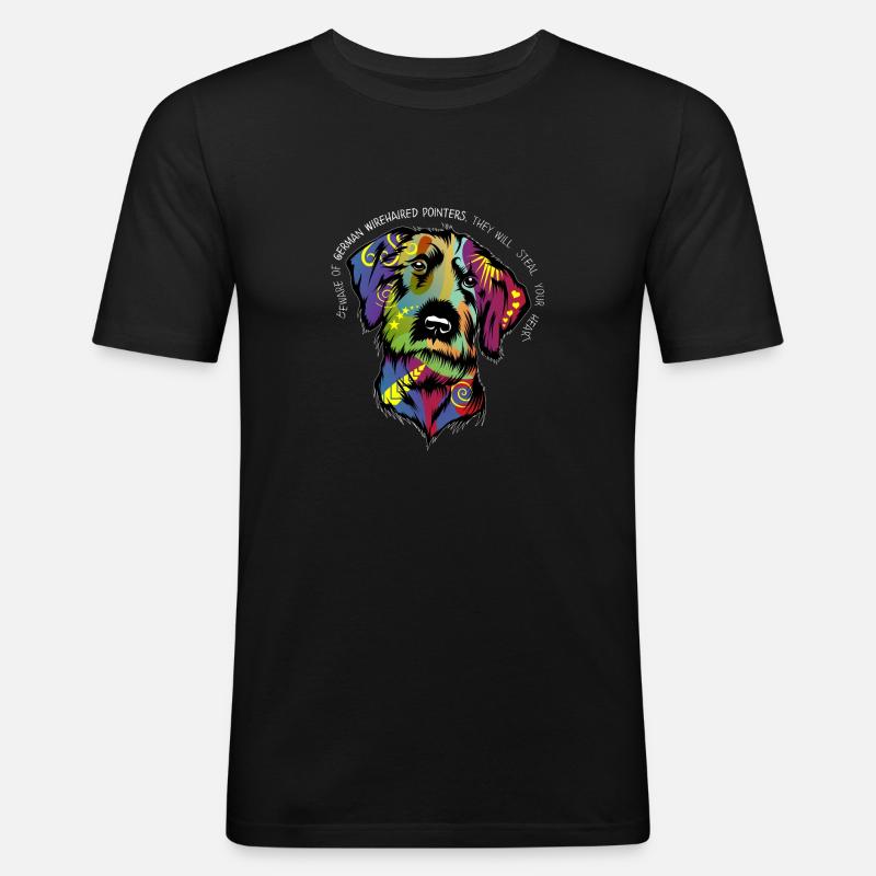 Deutsch Drahthaar Hund Design Kunst - Männer Slim Fit T-Shirt - Schwarz