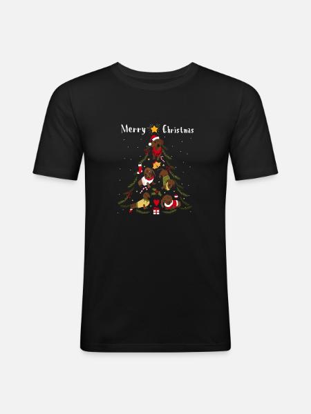 Tax julgran hunden jul - Slim Fit T-shirt herr - svart