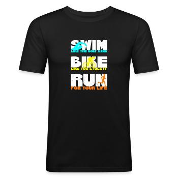 Swim Bike Run Triathlon Grunge - Männer Slim Fit T-Shirt - Schwarz - Vorne - Nik (191cm)