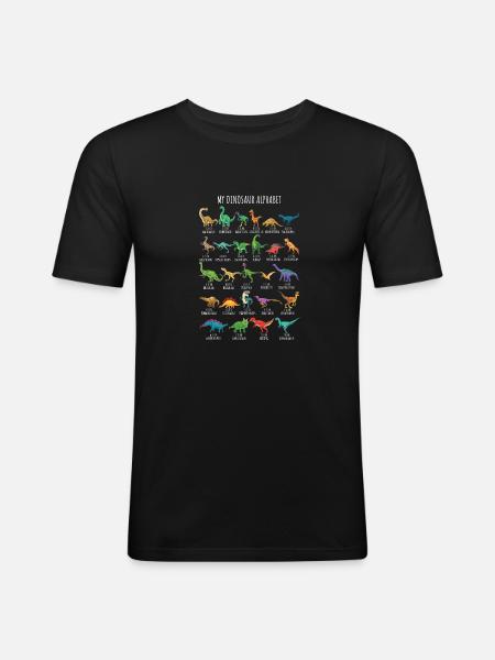 Dinosaur Types Alphabet AZ Dino ABC T-Rex Dino - Men's Slim Fit T-Shirt - black