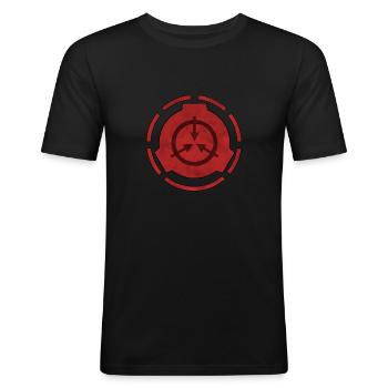 SCP Foundation Red Symbol - Men's Slim Fit T-Shirt - black - Front - Nik (191cm)
