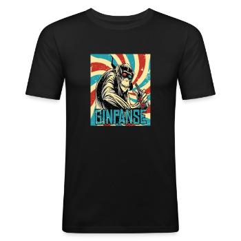 Retro Ginpanse Affe - Männer Slim Fit T-Shirt - Schwarz - Vorne - Nik (191cm)