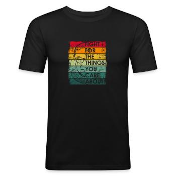 Fight For The Things You Care About RBG Ruth Bader - T-shirt près du corps Homme - noir - Devant - Nik (191cm)