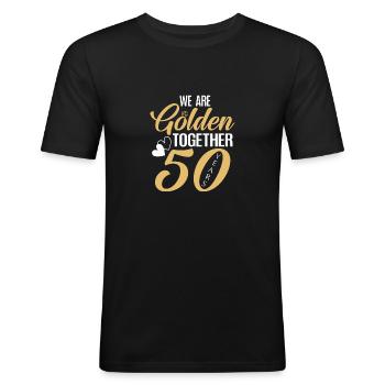 50 ° anniversario di matrimonio 50 anni di coppia d'oro - Maglietta aderente da uomo - nero - Fronte - Nik (191cm)