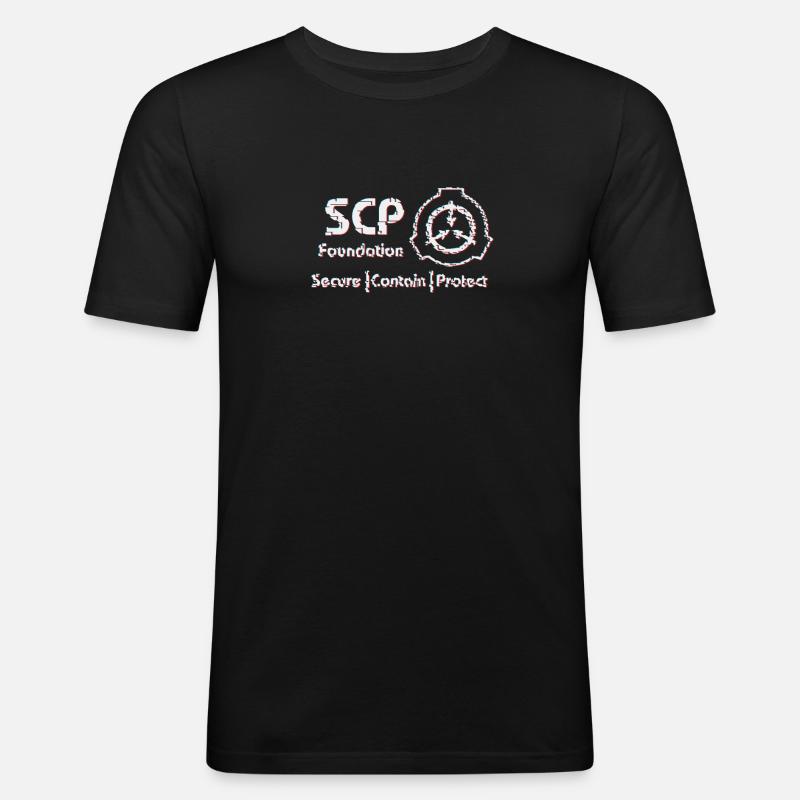 SCP Symbol Glitched Version - Männer Slim Fit T-Shirt - Schwarz