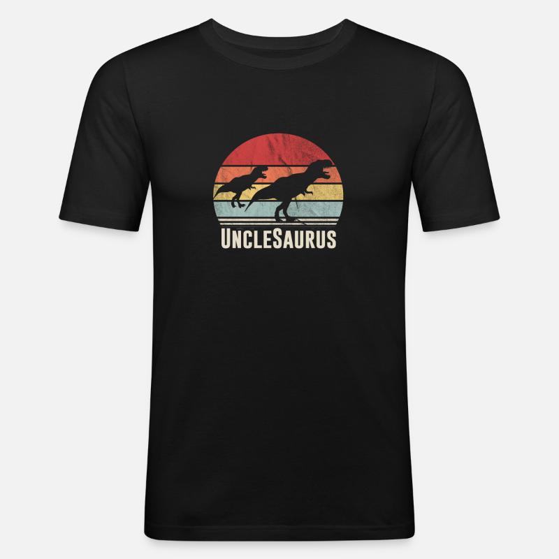 Unclesaurus Onkel Geschenk Saurier Dinosaurier - Männer Slim Fit T-Shirt - Schwarz