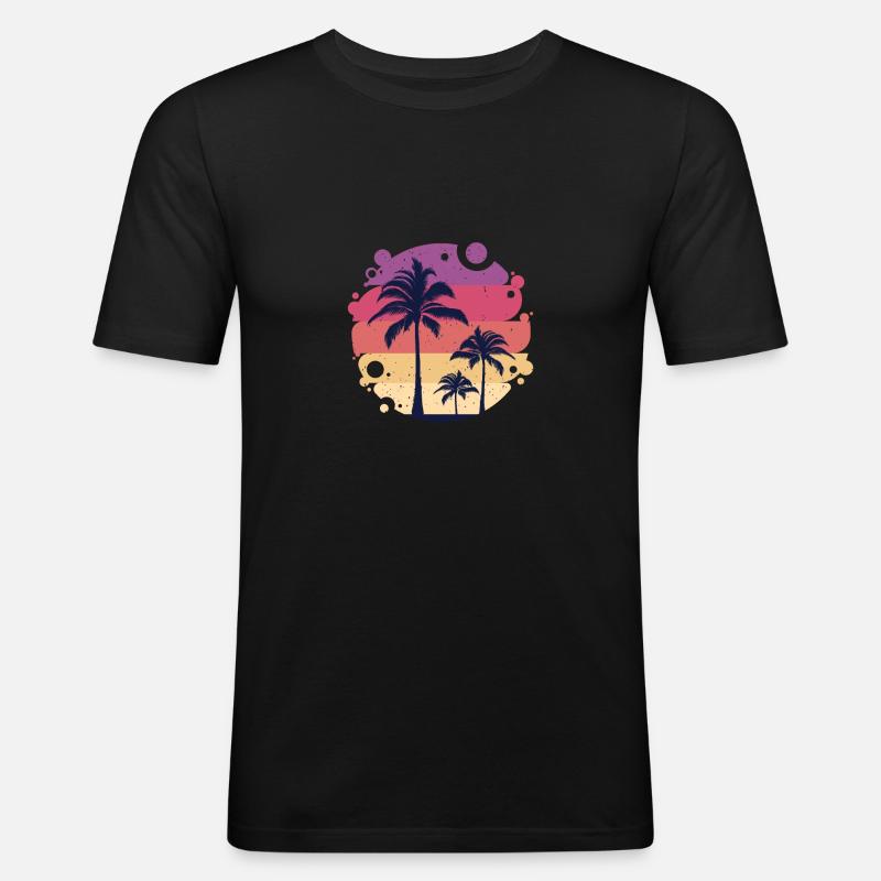 Tramonto di Miami Beach - Maglietta aderente da uomo - nero