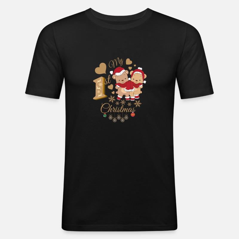 Baby's erste Weihnachten - Männer Slim Fit T-Shirt - Schwarz