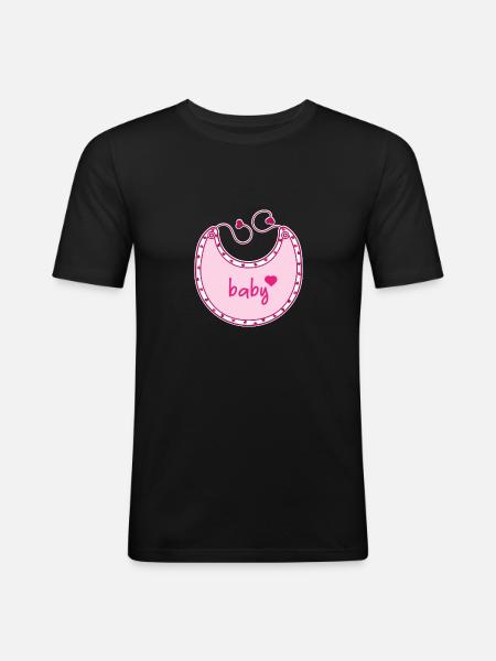 Bavoir bébé rose - T-shirt près du corps Homme - noir