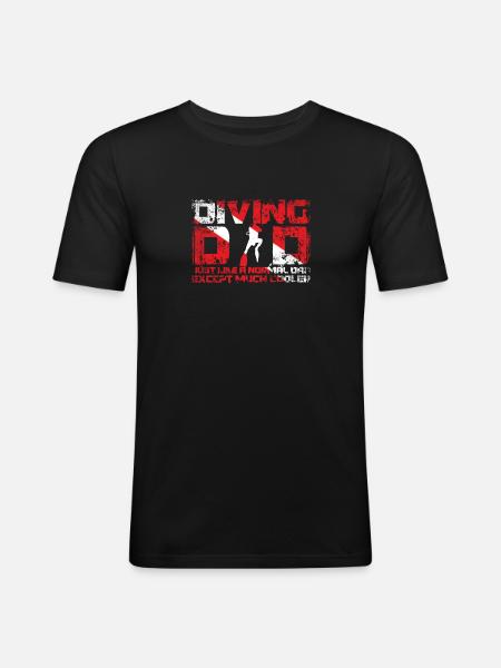 Nurkowanie Tata Funny Diver Prezent Tata Dzień Ojca - Obcisła koszulka męska - czarny