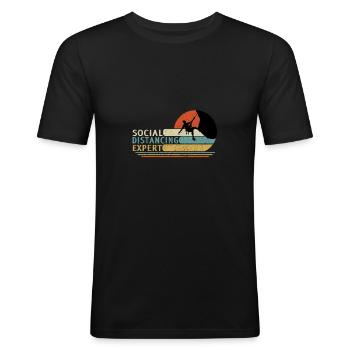 Funny Rock Climbing Social Distancing Expert - T-shirt près du corps Homme - noir - Devant - Nik (191cm)