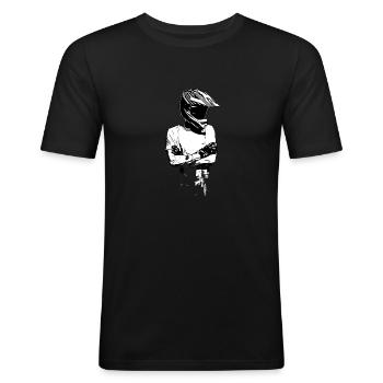 Motocross Design Enduro / Geschenkidee / MX - Männer Slim Fit T-Shirt - Schwarz - Vorne - Nik (191cm)