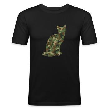 Camouflage Katze Kätzchen - Männer Slim Fit T-Shirt - Schwarz - Vorne - Nik (191cm)