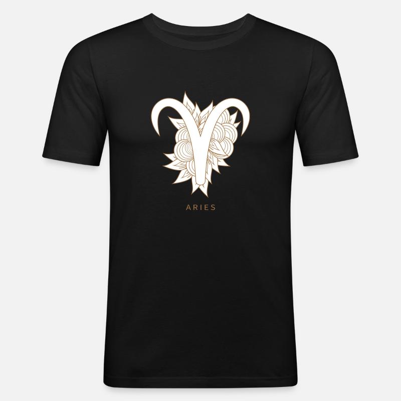 Aries Widder Sternzeichen Astrology - Männer Slim Fit T-Shirt - Schwarz