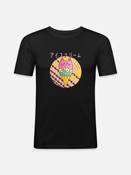 Kawaii Ice Cream - Men's Slim Fit T-Shirt - black