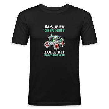 Trekker Oldtimer Design Nederlands - Männer Slim Fit T-Shirt - Schwarz - Vorne - Nik (191cm)