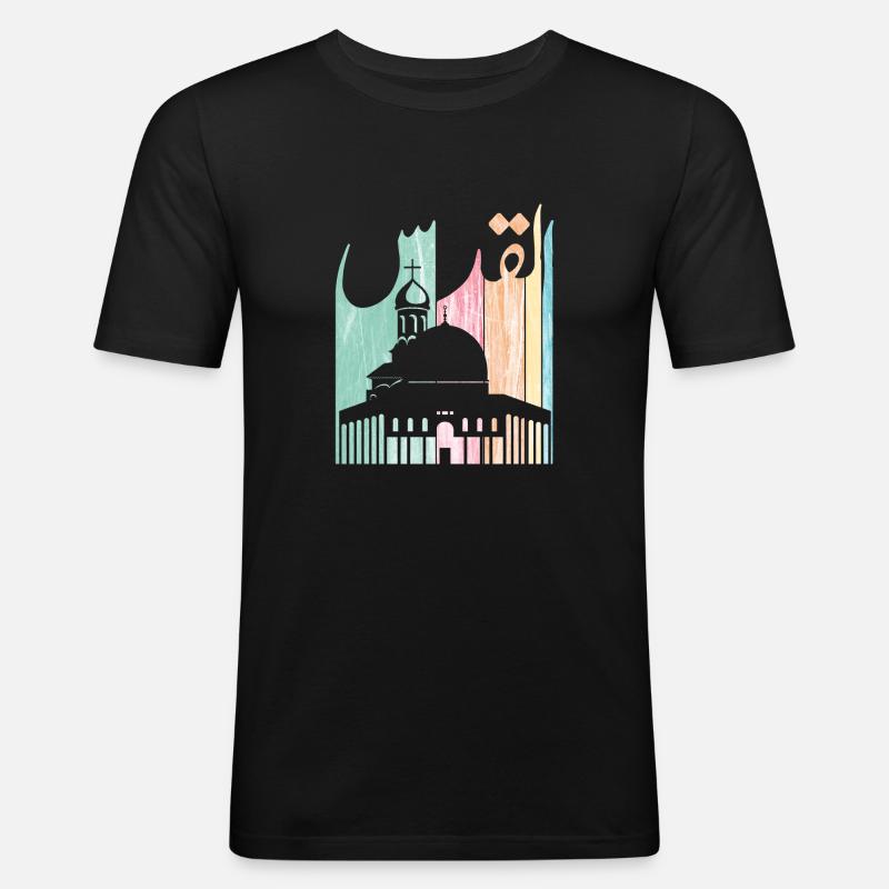Jerusalem Jerusalem Palästina القدس الاقصى فلسطين - Männer Slim Fit T-Shirt - Schwarz