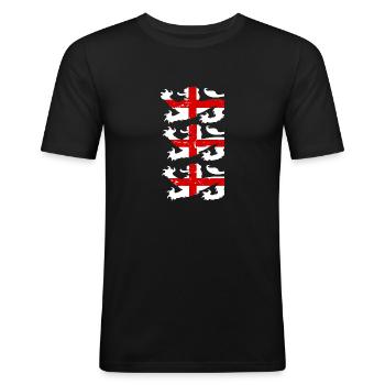England Euro 21 English Three Lions Supporting Fan - Männer Slim Fit T-Shirt - Schwarz - Vorne - Nik (191cm)