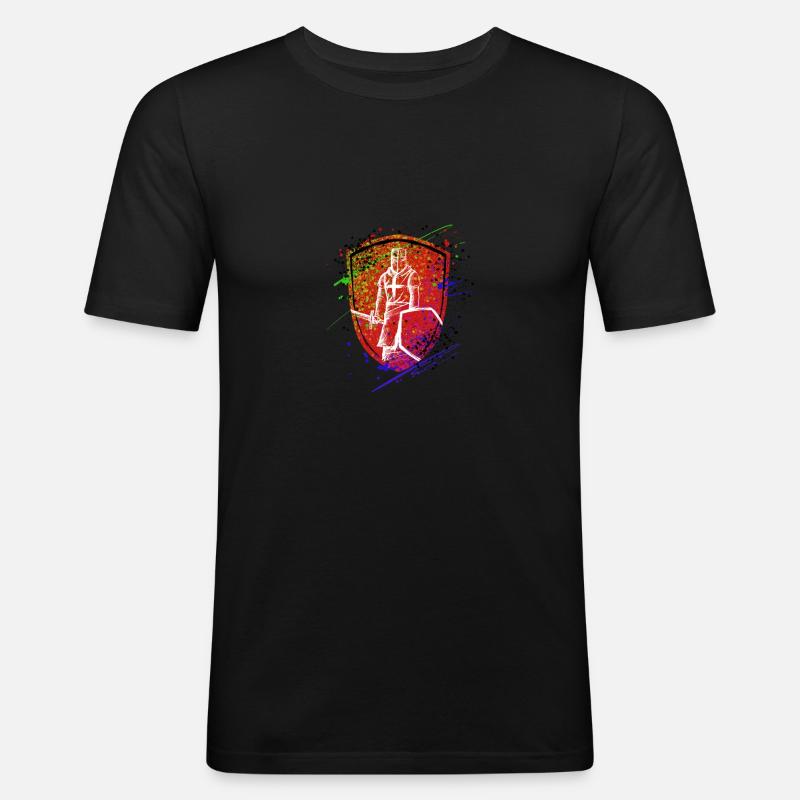 Schild Ritter Templer Krieger - Männer Slim Fit T-Shirt - Schwarz