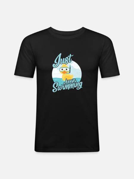 Just keep Swimming, little Duck - Men's Slim Fit T-Shirt - black